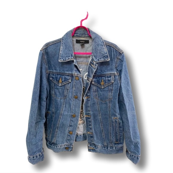 Forever21 embroidered jeans jacket •Size:small •No damage•Relaxed casual fit - Picture 4 of 8